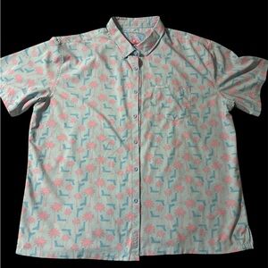 Men's RETRO Rifle AR Tropical Print Shirt - Pink and Blue